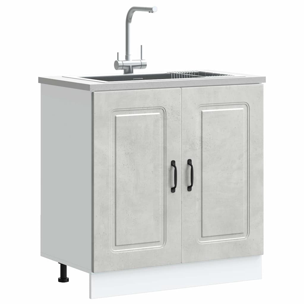 vidaXL Szafka pod zlewozmywak, Kalmar, szarość betonu, 80x46x81,5 cm
