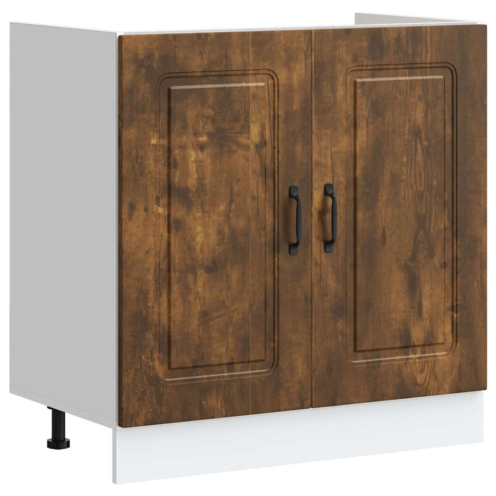 vidaXL Szafka pod zlewozmywak, Kalmar, przydymiony dąb, 80x46x81,5 cm