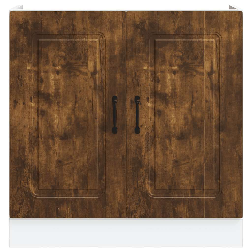 vidaXL Szafka pod zlewozmywak, Kalmar, przydymiony dąb, 80x46x81,5 cm