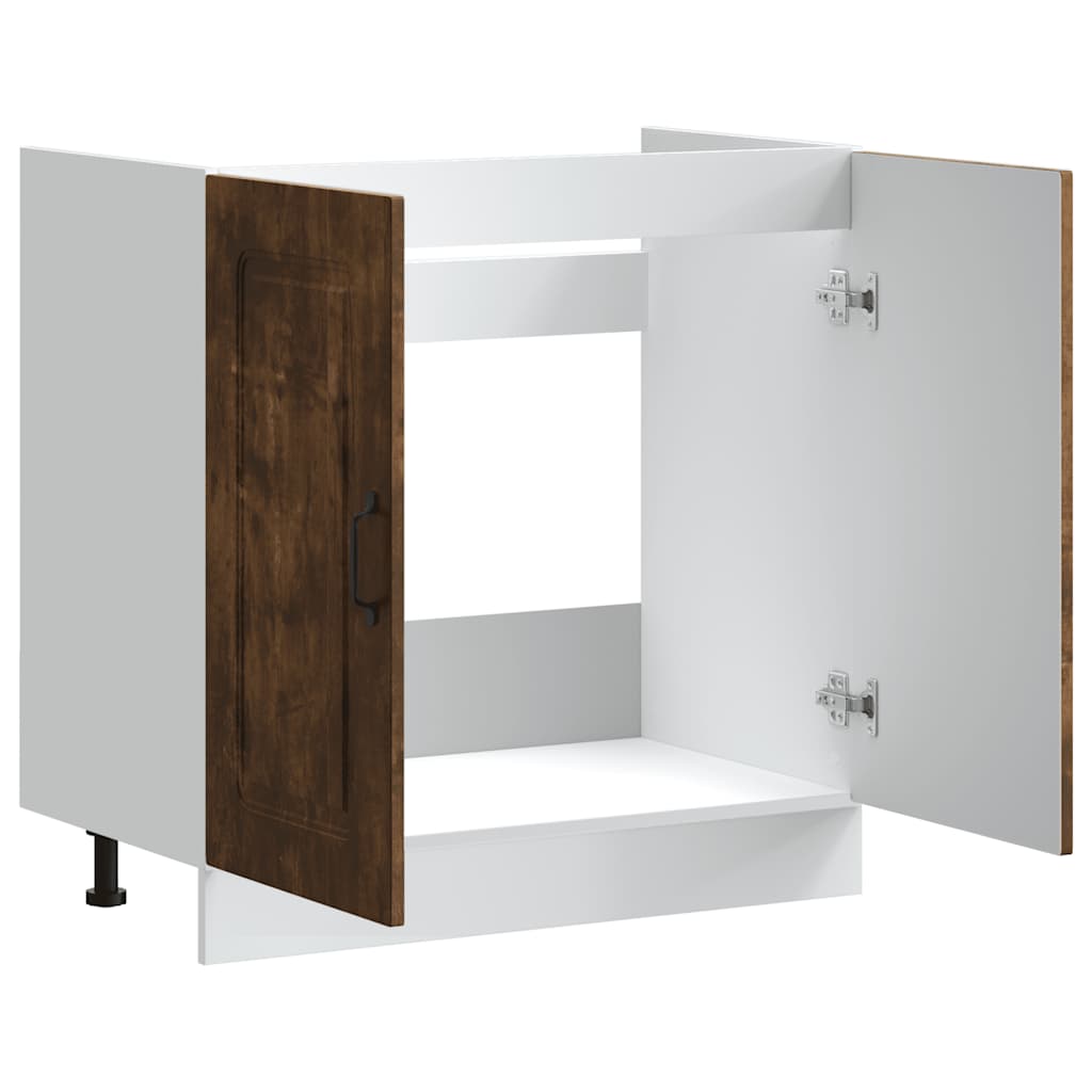 vidaXL Szafka pod zlewozmywak, Kalmar, przydymiony dąb, 80x46x81,5 cm