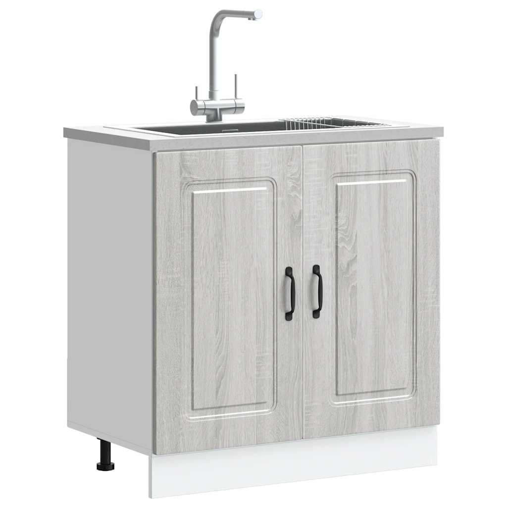 vidaXL Szafka pod zlewozmywak, Kalmar, szary dąb sonoma, 80x46x81,5 cm