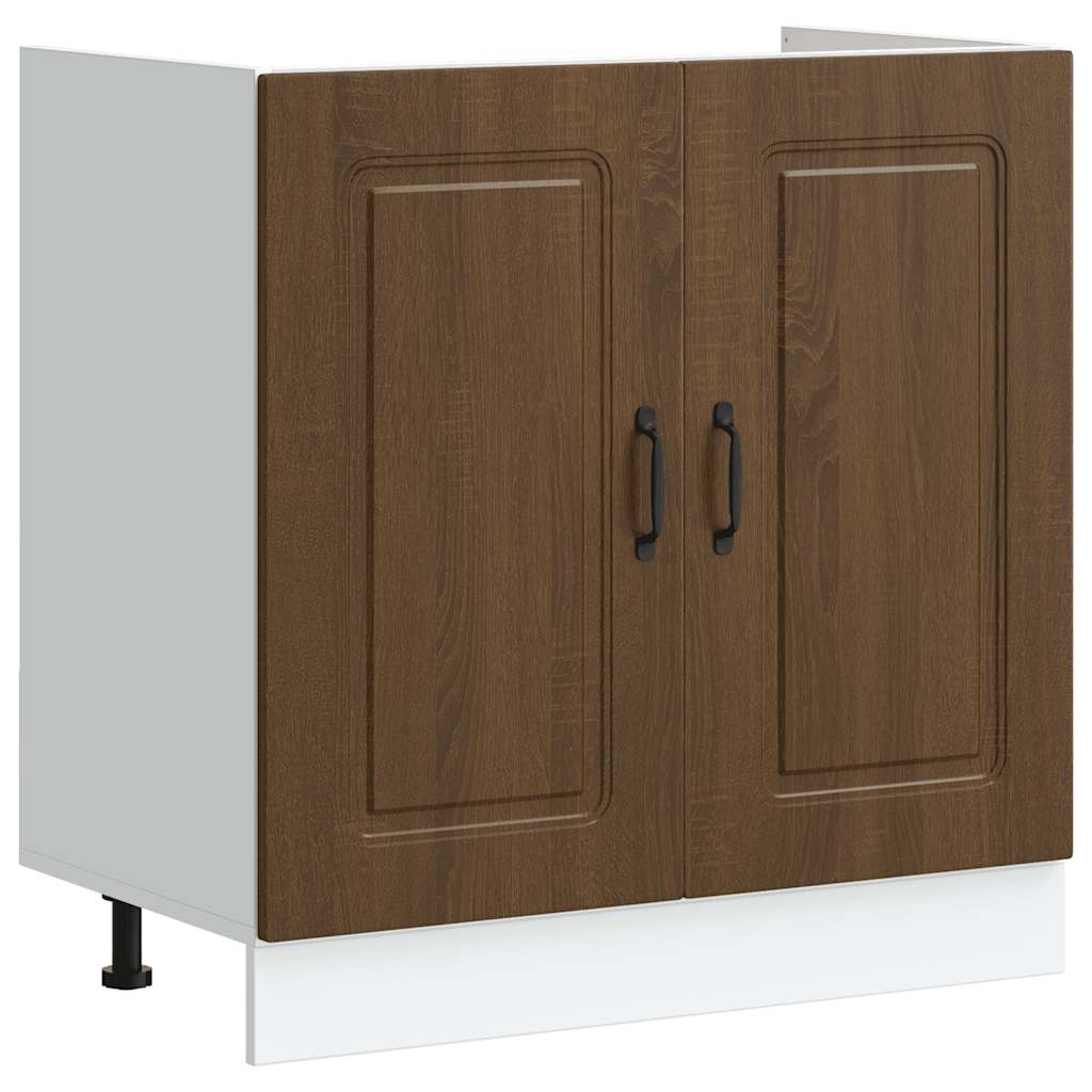 vidaXL Szafka pod zlewozmywak, Kalmar, brązowy dąb, 80x46x81,5 cm
