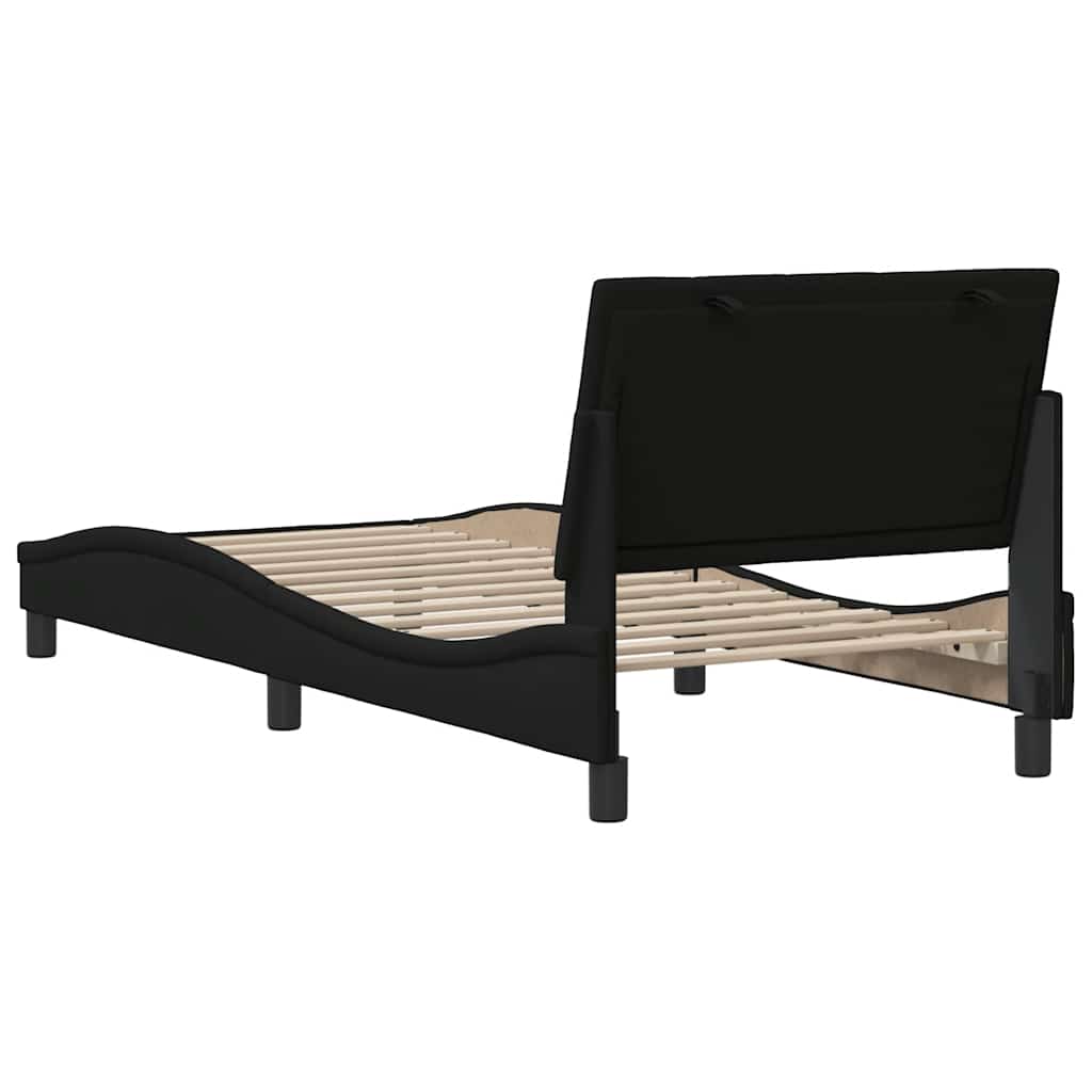 vidaXL Rama łóżka bez materaca Hanko Czarna 90x190 cm Tkanina