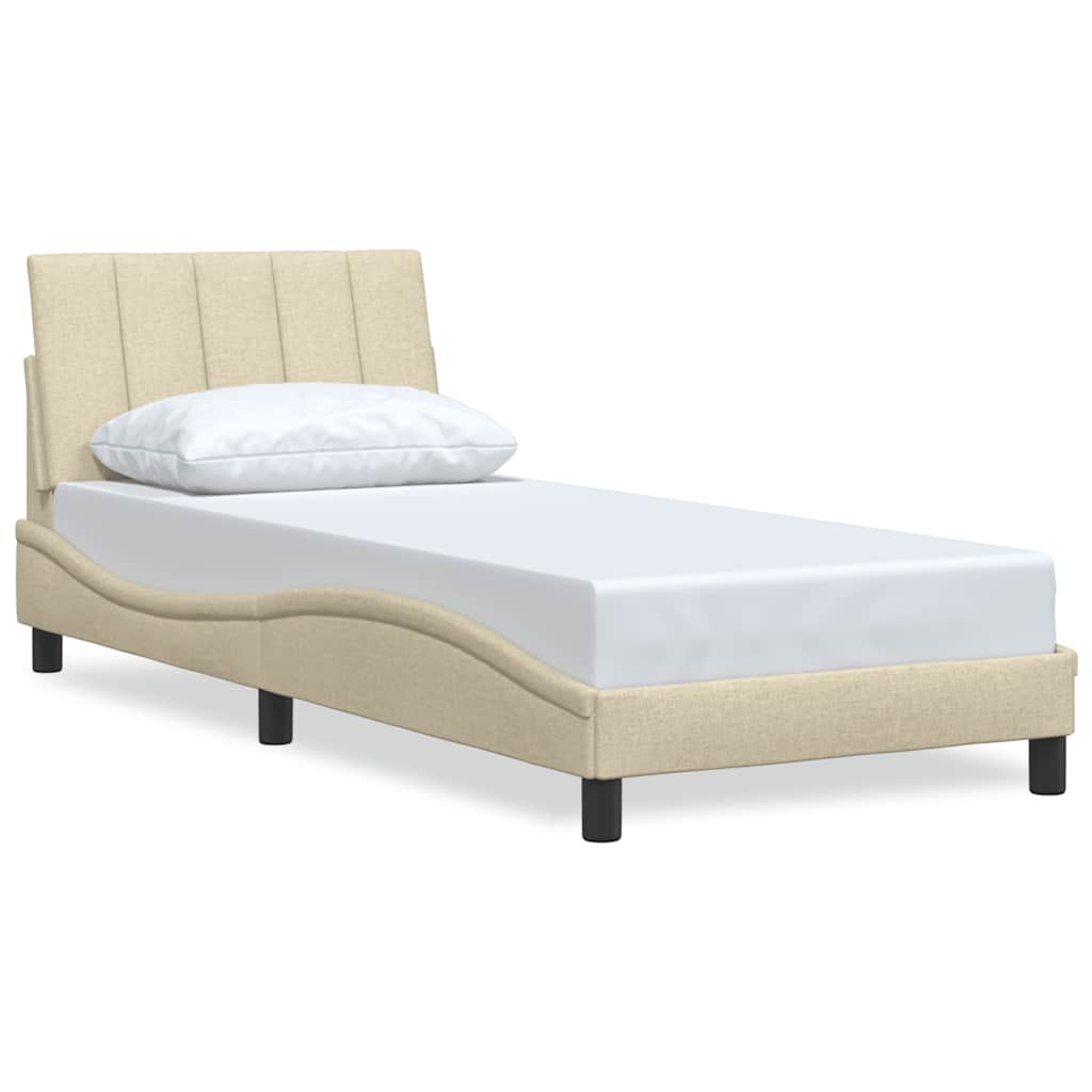 vidaXL Rama łóżka bez materaca Hanko Kremowa 90x190 cm Tkanina