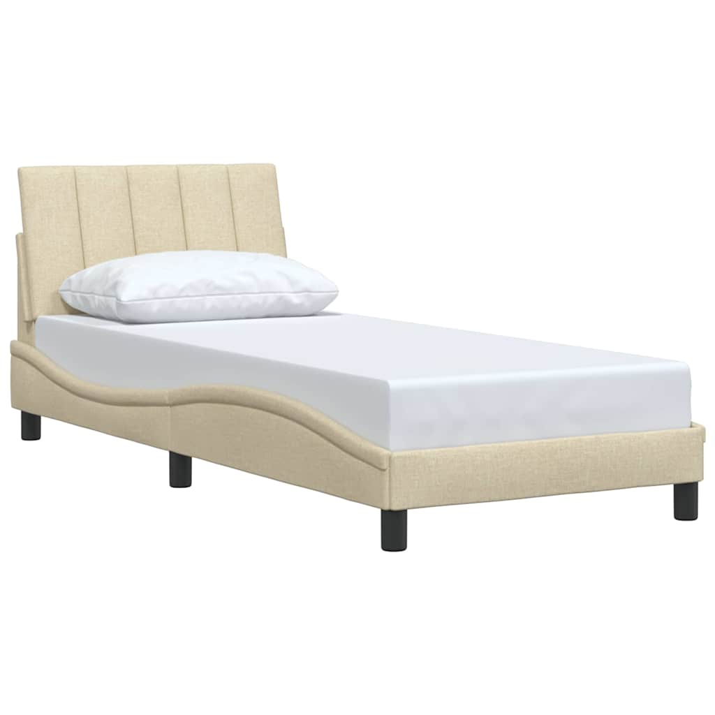 vidaXL Rama łóżka bez materaca Hanko Kremowa 90x190 cm Tkanina