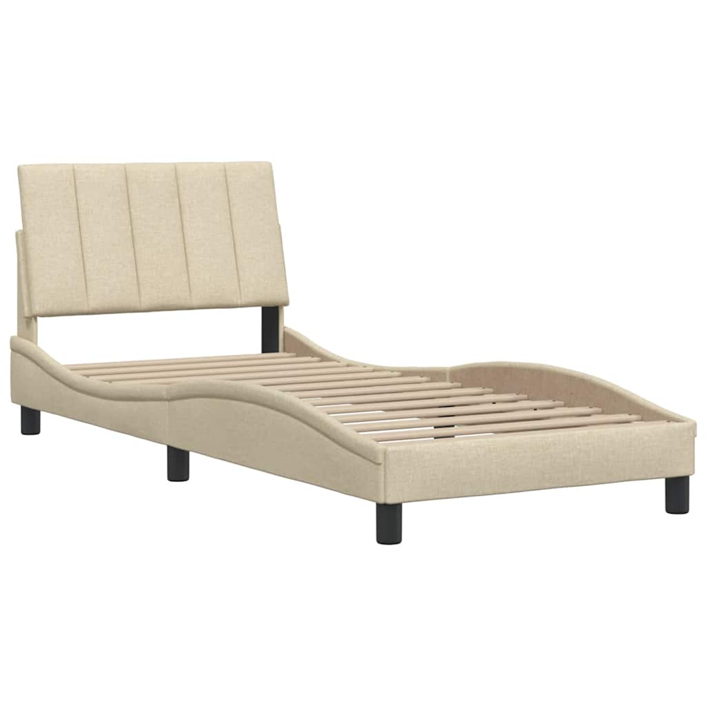 vidaXL Rama łóżka bez materaca Hanko Kremowa 90x190 cm Tkanina