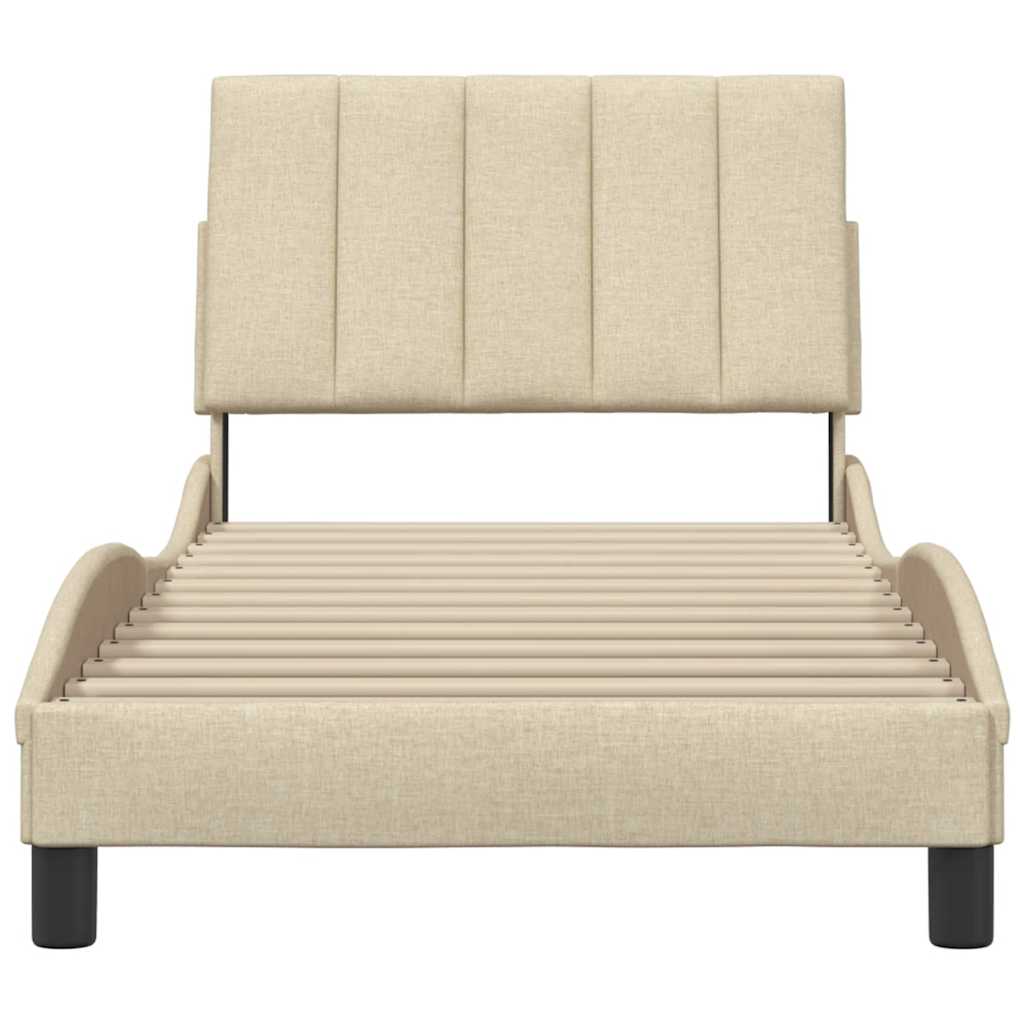 vidaXL Rama łóżka bez materaca Hanko Kremowa 90x190 cm Tkanina
