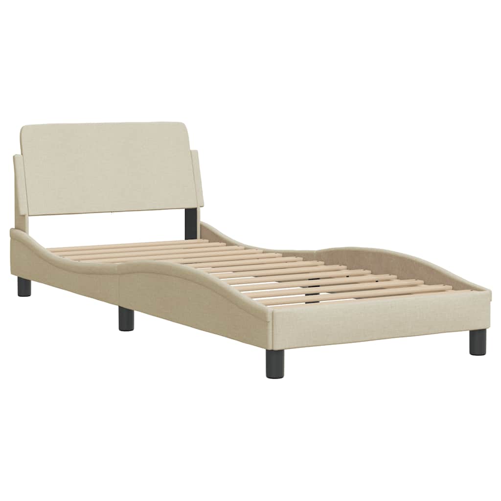 vidaXL Rama łóżka bez materaca Hanko Kremowa 90x190 cm Tkanina