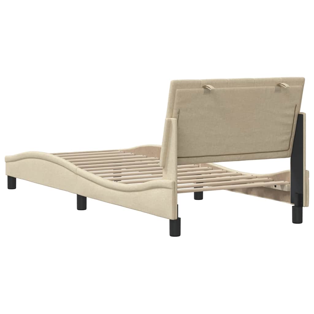 vidaXL Rama łóżka bez materaca Hanko Kremowa 90x190 cm Tkanina