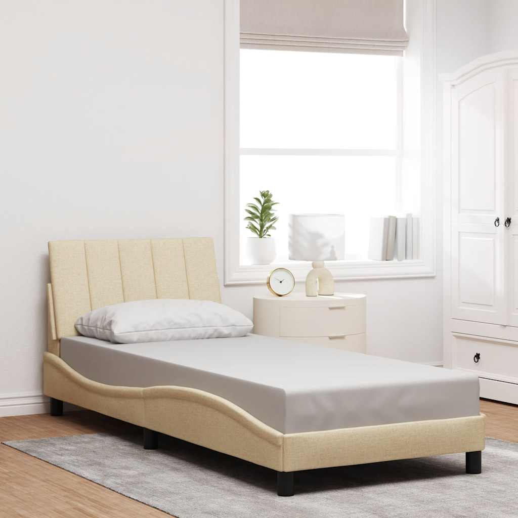 vidaXL Rama łóżka bez materaca Hanko Kremowa 90x190 cm Tkanina