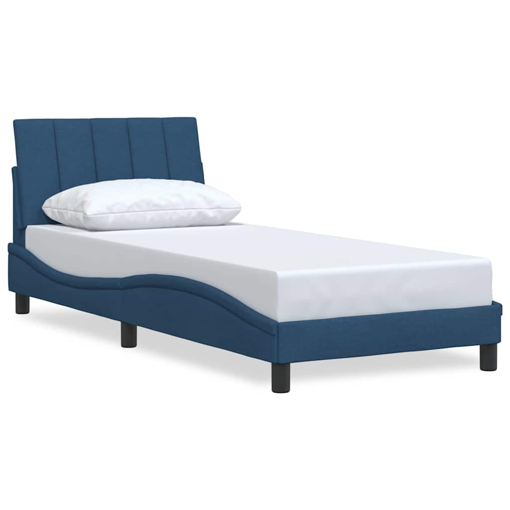 vidaXL Rama łóżka bez materaca Hanko Niebieska 90x190 cm Tkanina