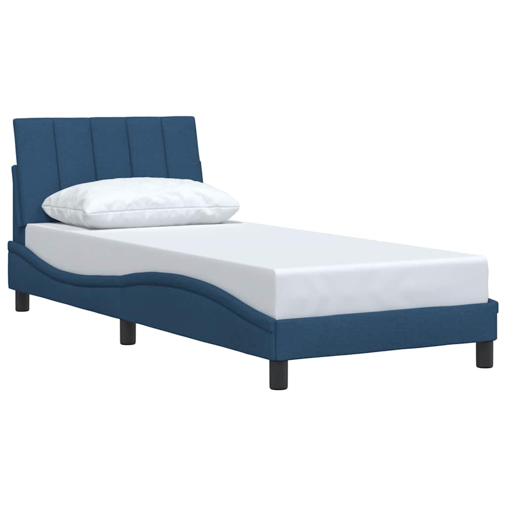 vidaXL Rama łóżka bez materaca Hanko Niebieska 90x190 cm Tkanina