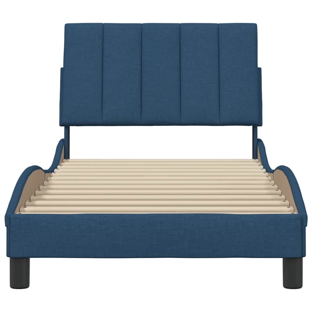 vidaXL Rama łóżka bez materaca Hanko Niebieska 90x190 cm Tkanina
