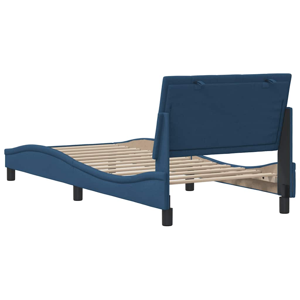 vidaXL Rama łóżka bez materaca Hanko Niebieska 90x190 cm Tkanina
