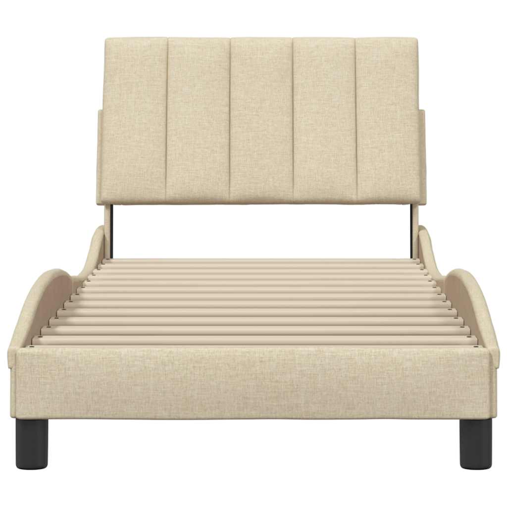 vidaXL Rama łóżka bez materaca Hanko Kremowa 90x200 cm Tkanina