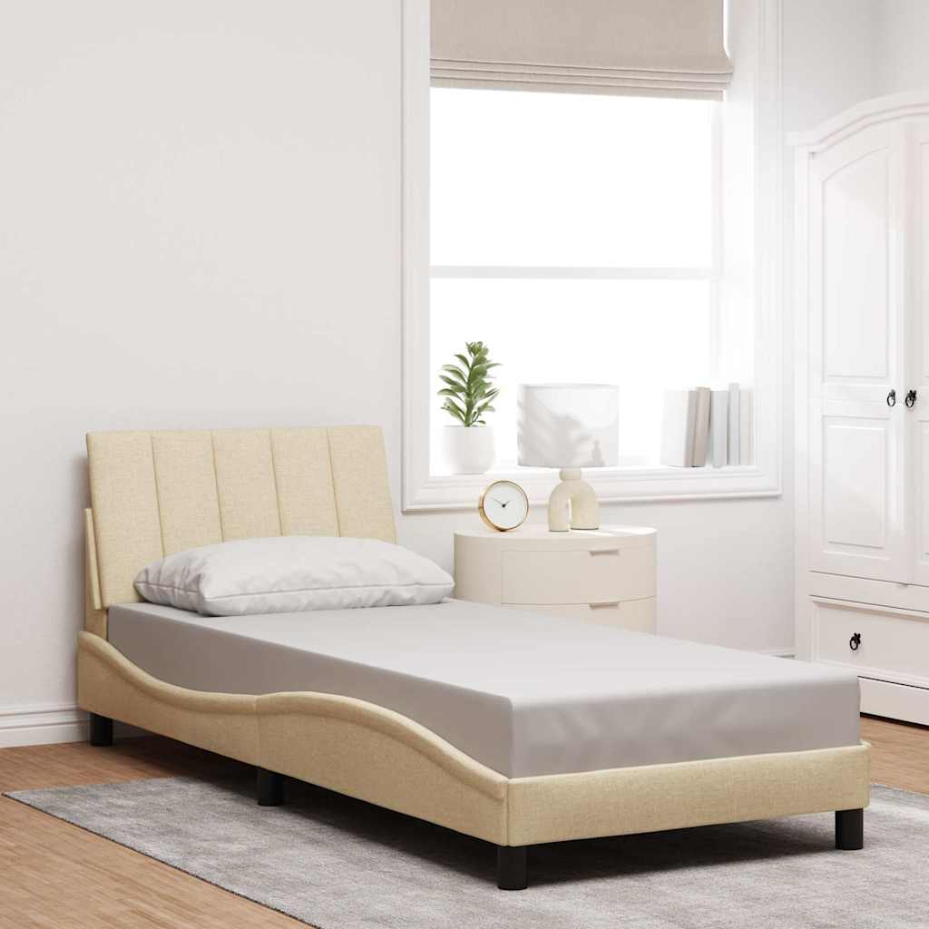 vidaXL Rama łóżka bez materaca Hanko Kremowa 90x200 cm Tkanina