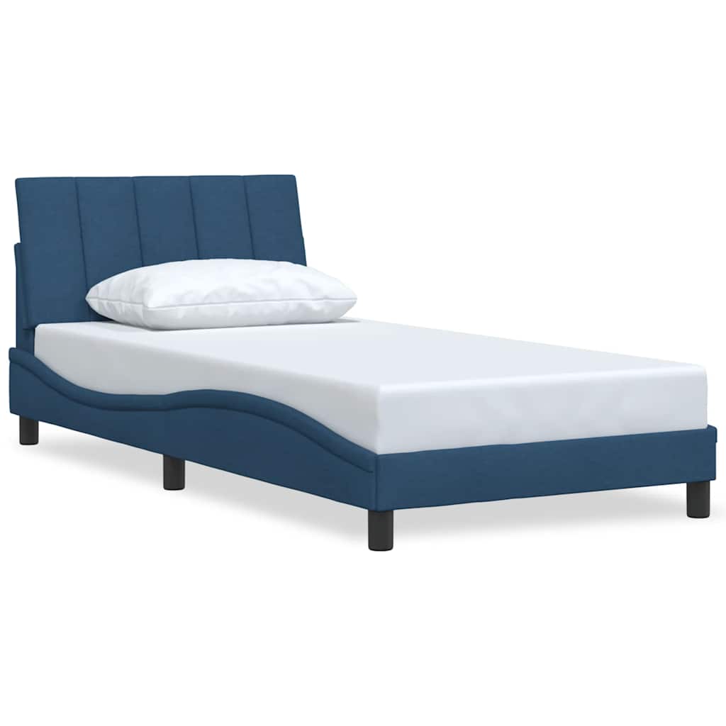 vidaXL Rama łóżka bez materaca Hanko Niebieska 100x200 cm Tkanina
