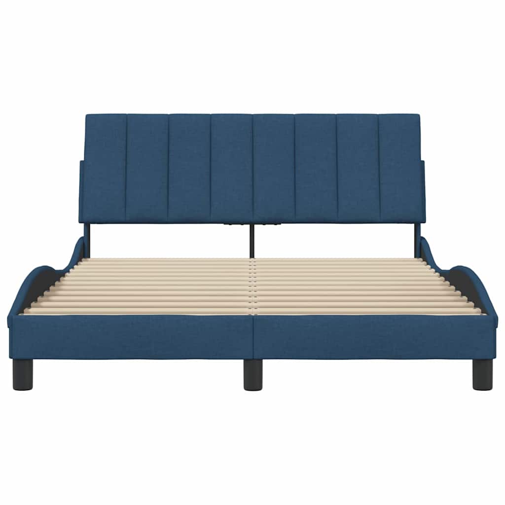 vidaXL Rama łóżka bez materaca Hanko Niebieska 120x200 cm Tkanina