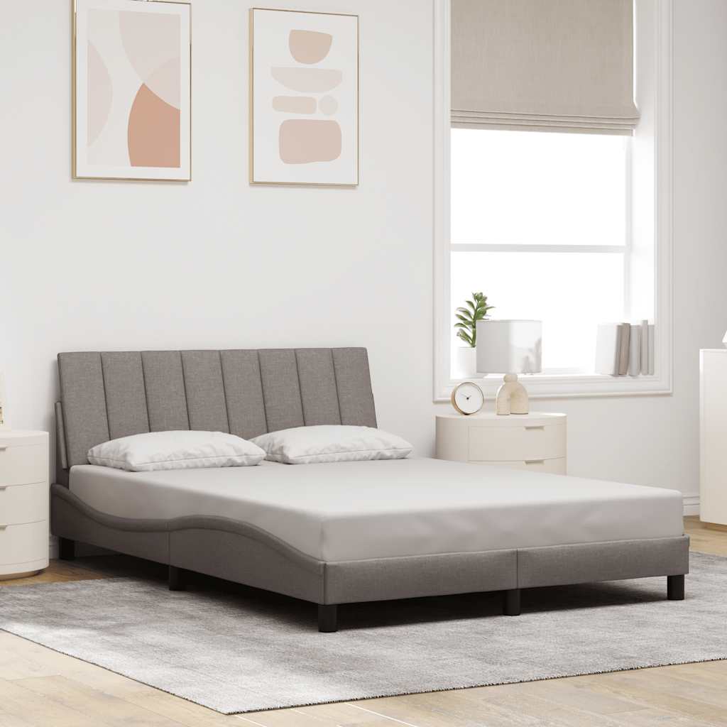 vidaXL Rama łóżka bez materaca, Hanko, taupe, 140x190 cm, obita tkaniną