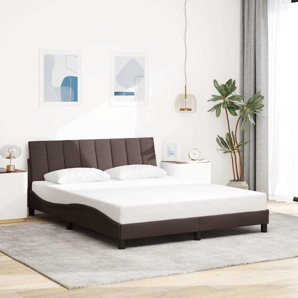 vidaXL Rama łóżka bez materaca, Hanko, ciemnobrązowa, 160x200 cm, tkanina