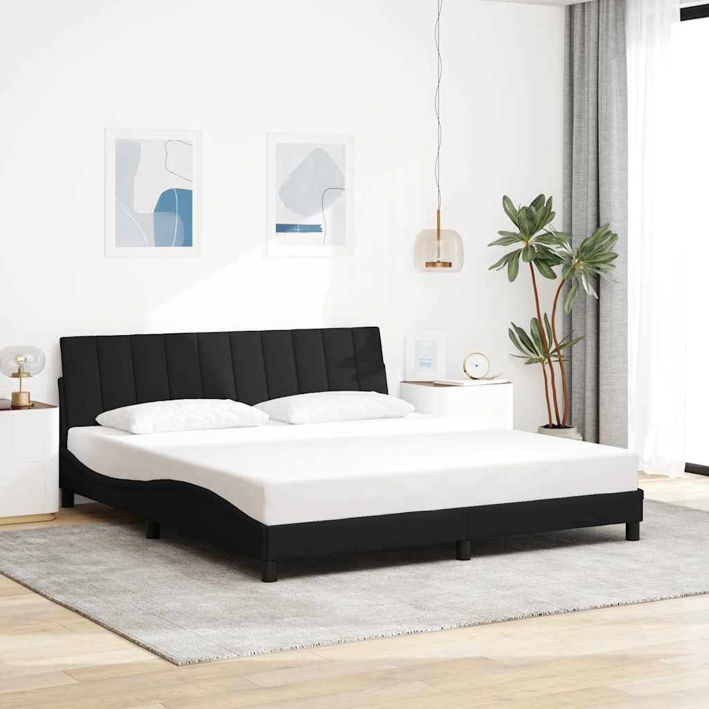 vidaXL Rama łóżka bez materaca, Hanko, czarna, 180x200 cm, obita tkaniną