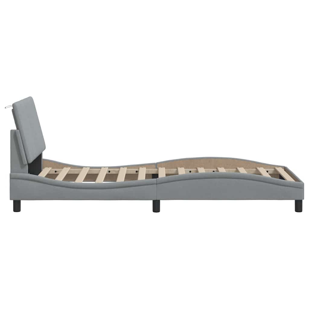 vidaXL Rama łóżka bez materaca, Hanko, jasnoszara, 80x200 cm, obita tkaniną