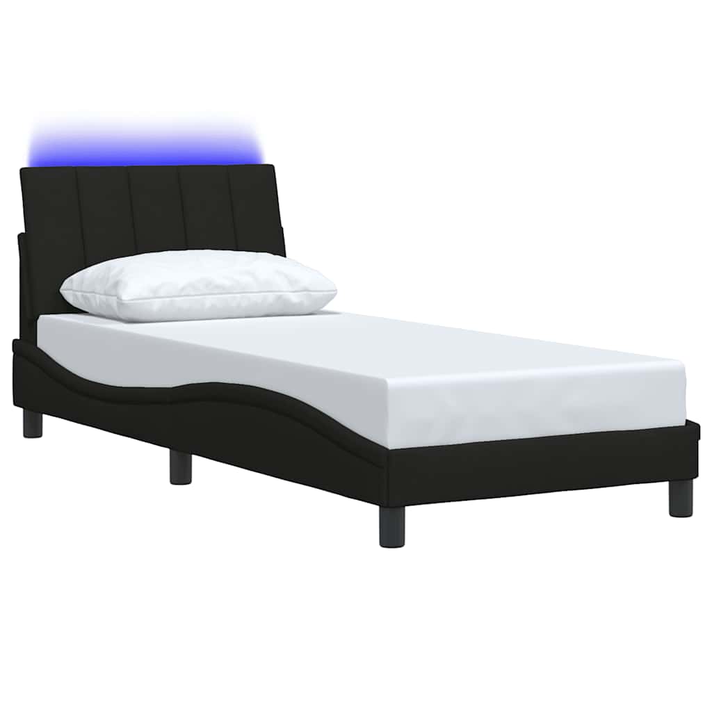 vidaXL Rama łóżka bez materaca Hanko Czarna 80x200 cm Tkanina