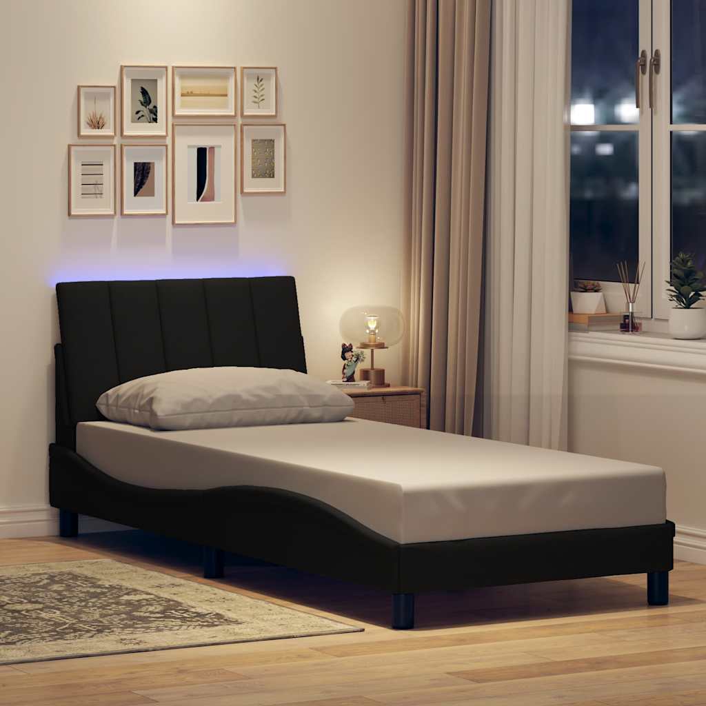 vidaXL Rama łóżka bez materaca Hanko Czarna 80x200 cm Tkanina