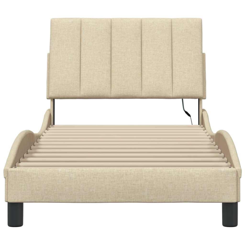 vidaXL Rama łóżka bez materaca Hanko Kremowa 80x200 cm Tkanina