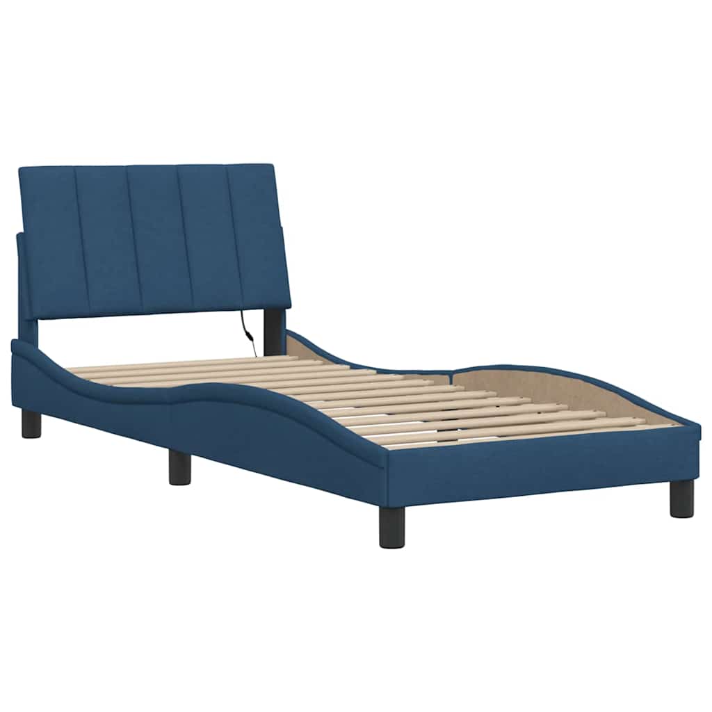 vidaXL Rama łóżka bez materaca Hanko Niebieska 80x200 cm Tkanina