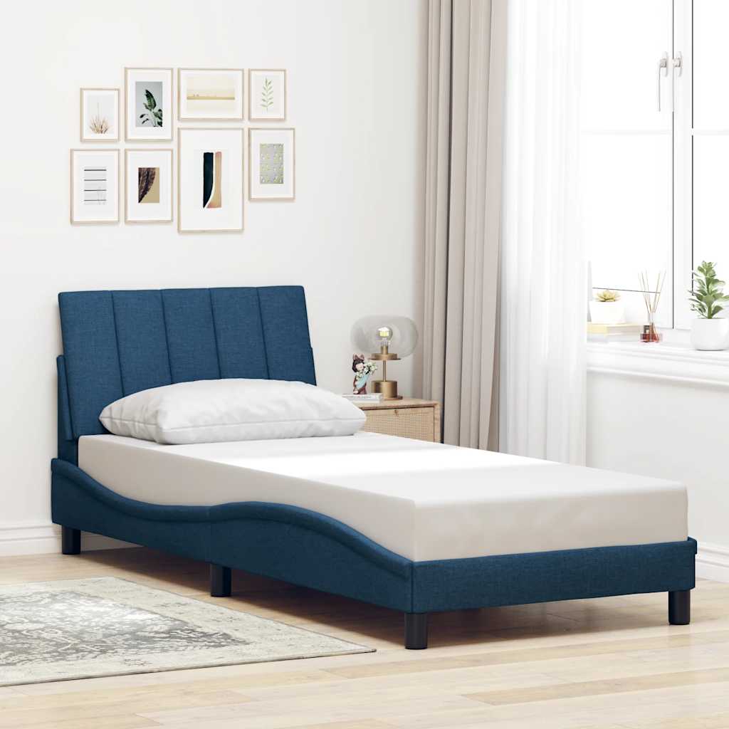 vidaXL Rama łóżka bez materaca Hanko Niebieska 80x200 cm Tkanina