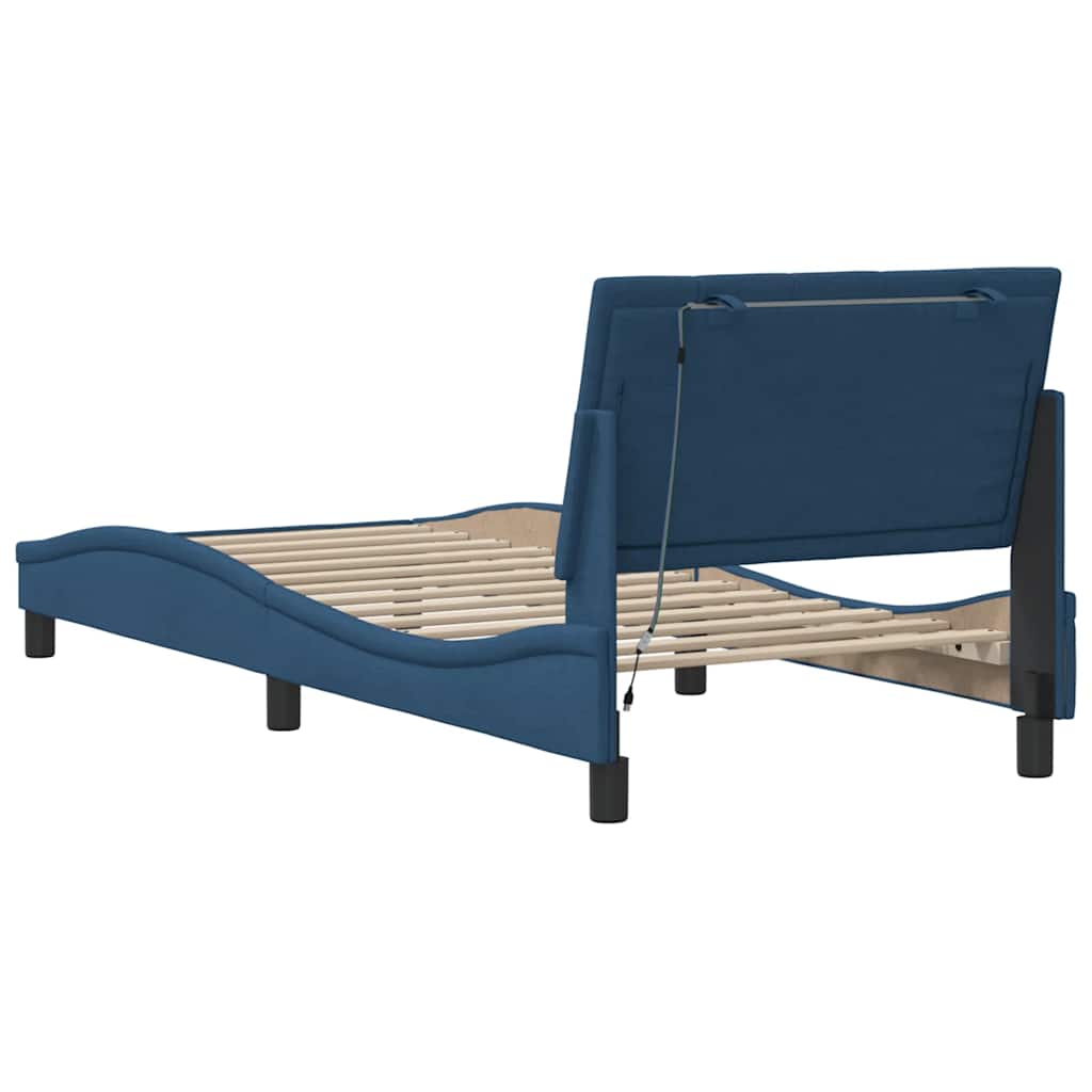 vidaXL Rama łóżka bez materaca Hanko Niebieska 80x200 cm Tkanina
