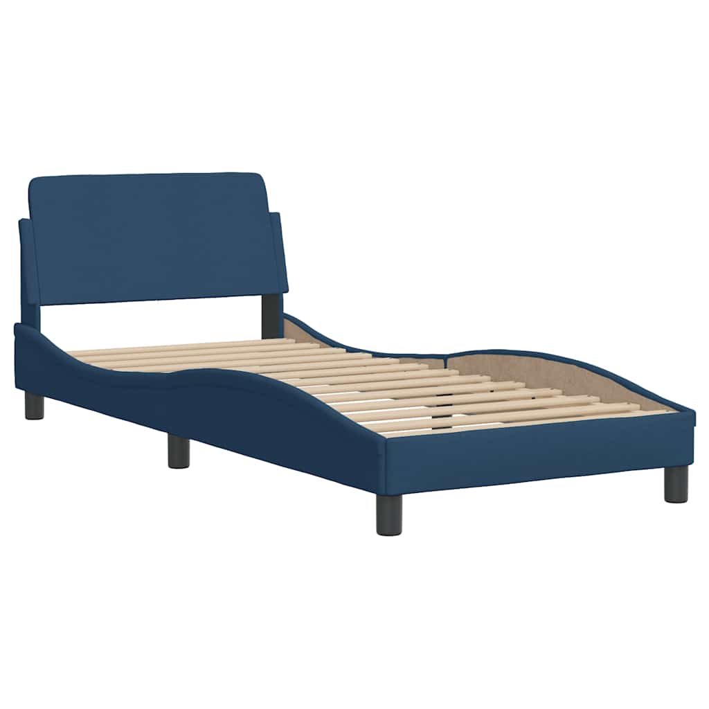 vidaXL Rama łóżka bez materaca Hanko Niebieska 80x200 cm Tkanina