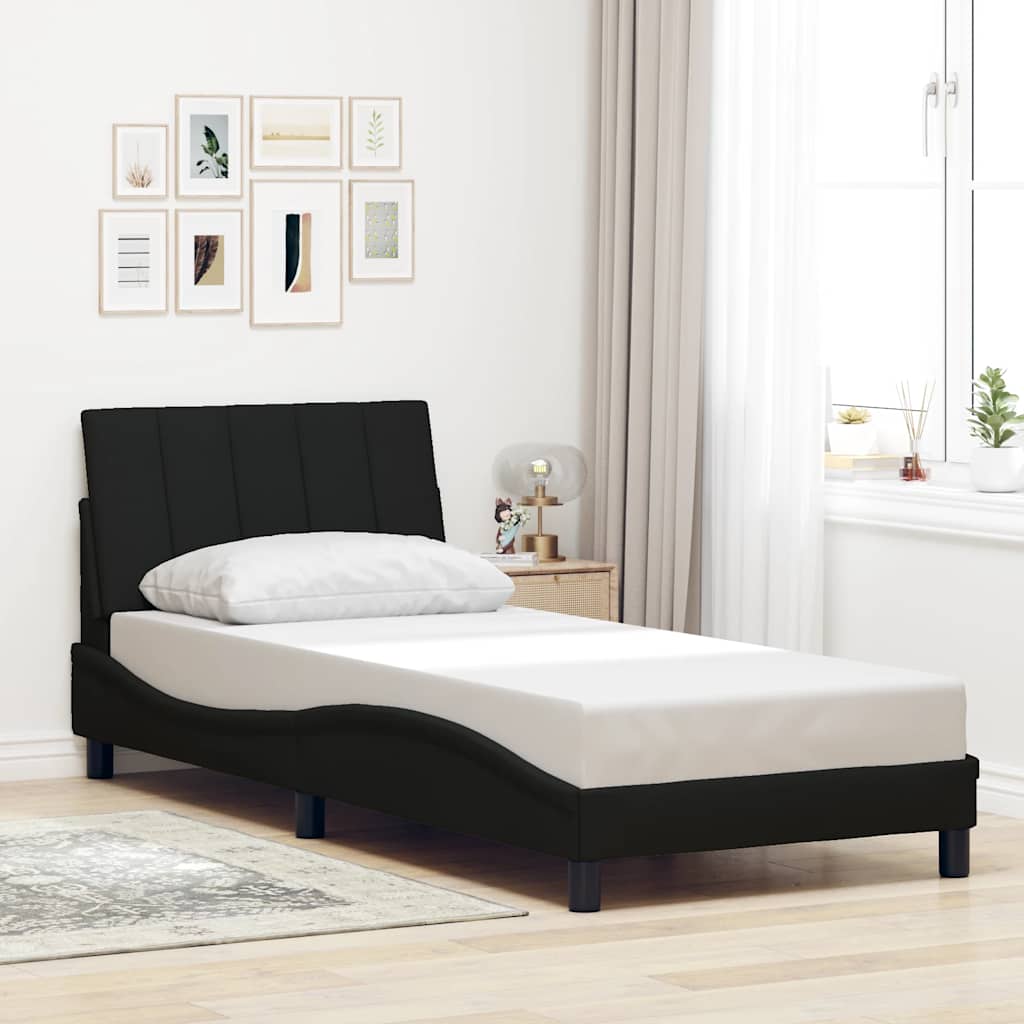 vidaXL Rama łóżka bez materaca Hanko Czarna 90x190 cm Tkanina