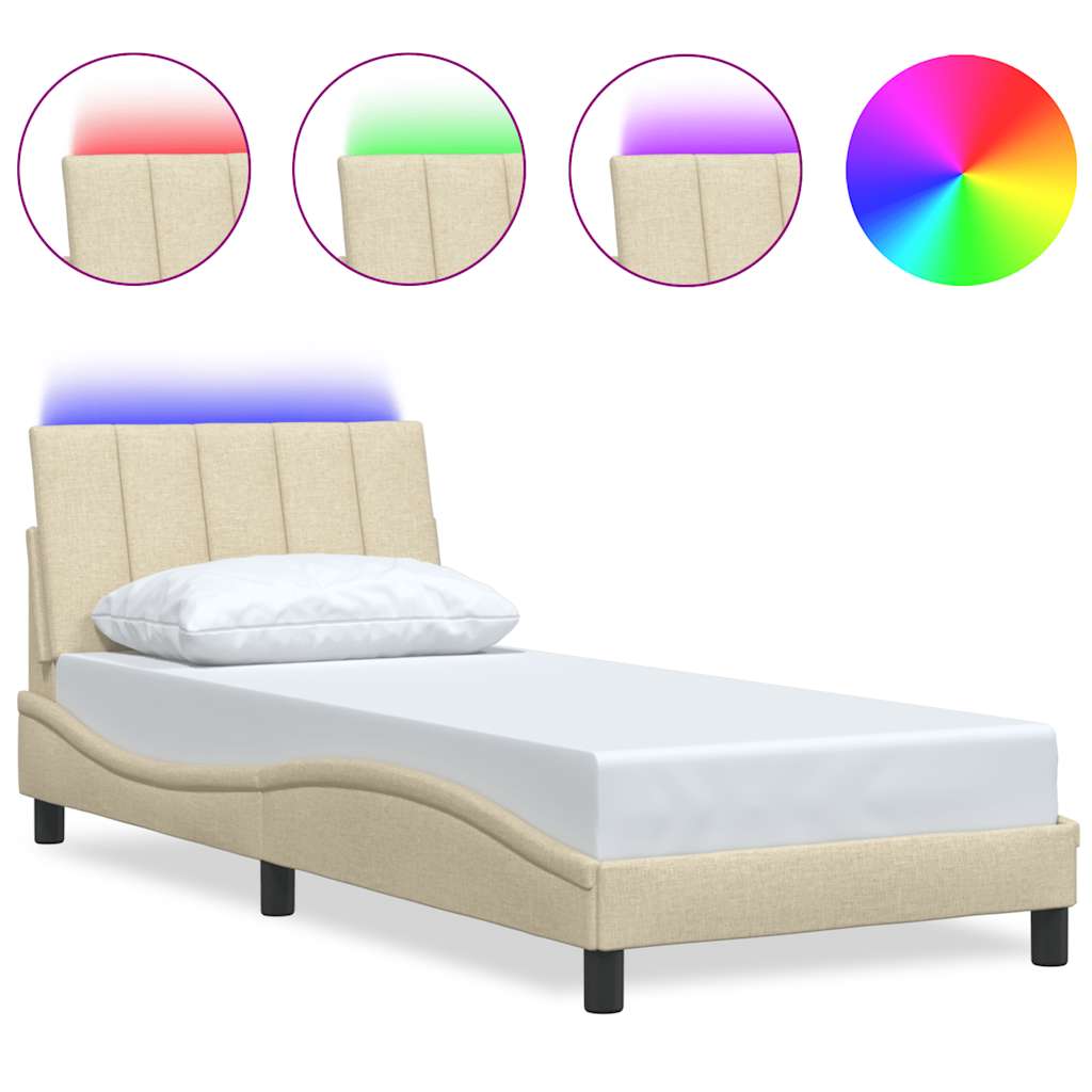 vidaXL Rama łóżka bez materaca Hanko Kremowa 90x190 cm Tkanina