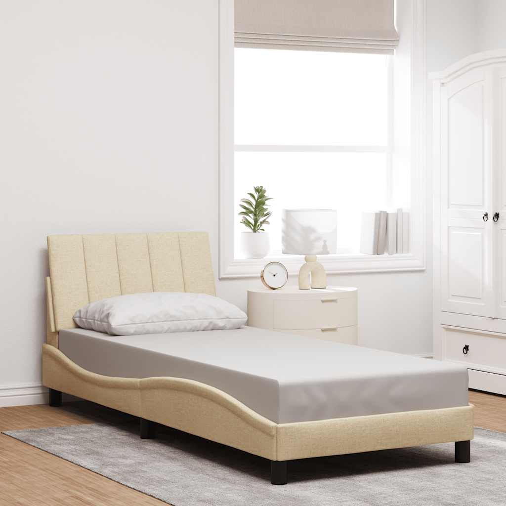 vidaXL Rama łóżka bez materaca Hanko Kremowa 90x190 cm Tkanina