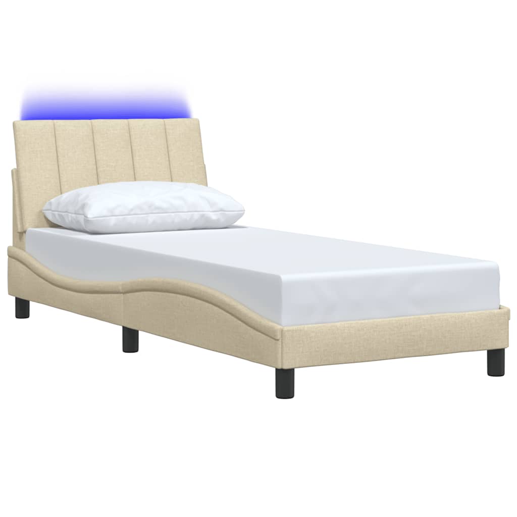 vidaXL Rama łóżka bez materaca Hanko Kremowa 90x190 cm Tkanina