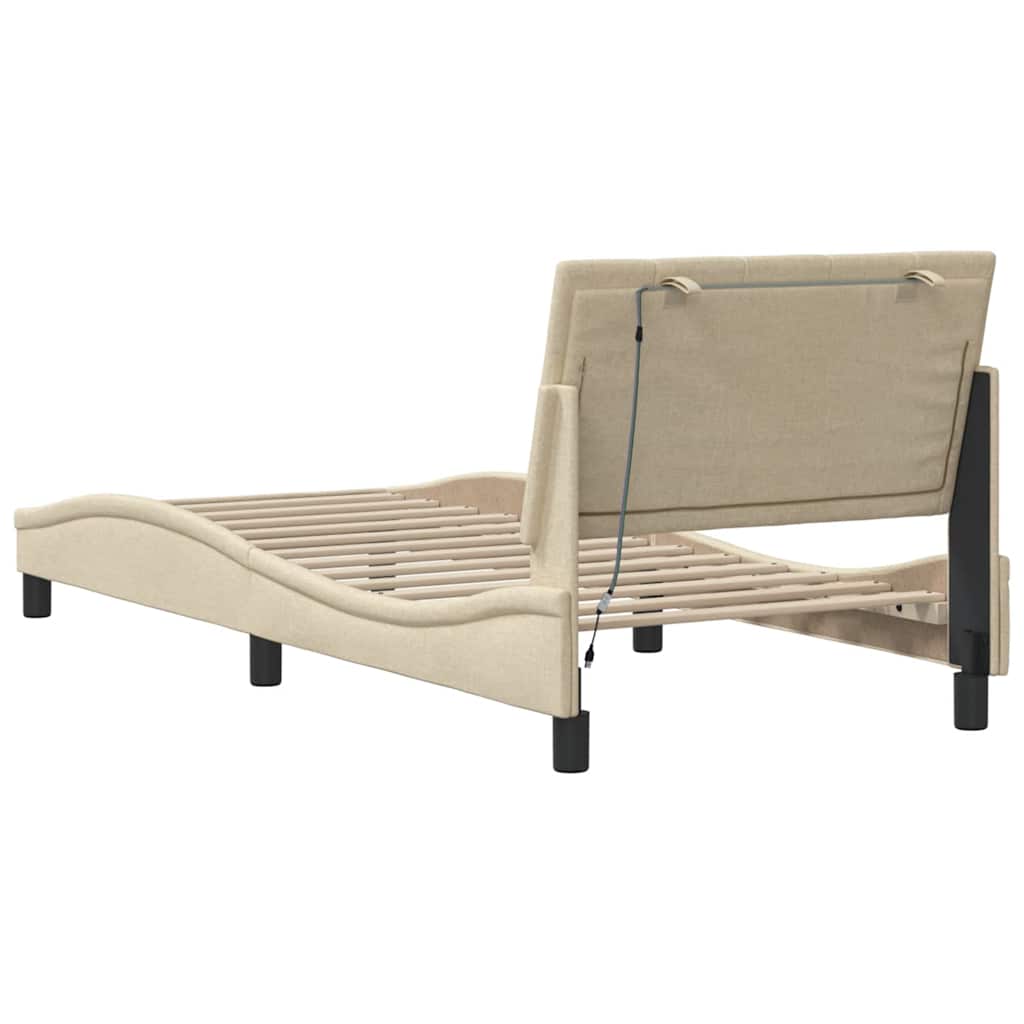 vidaXL Rama łóżka bez materaca Hanko Kremowa 90x190 cm Tkanina