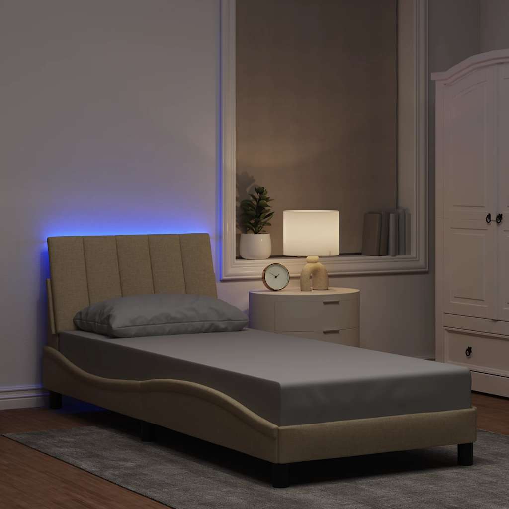 vidaXL Rama łóżka bez materaca Hanko Kremowa 90x190 cm Tkanina