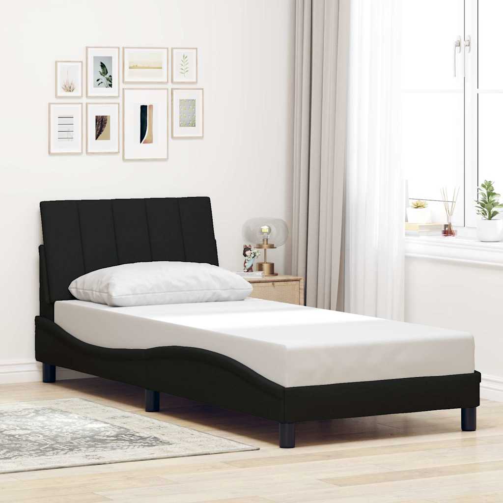 vidaXL Rama łóżka bez materaca Hanko Czarna 90x200 cm Tkanina
