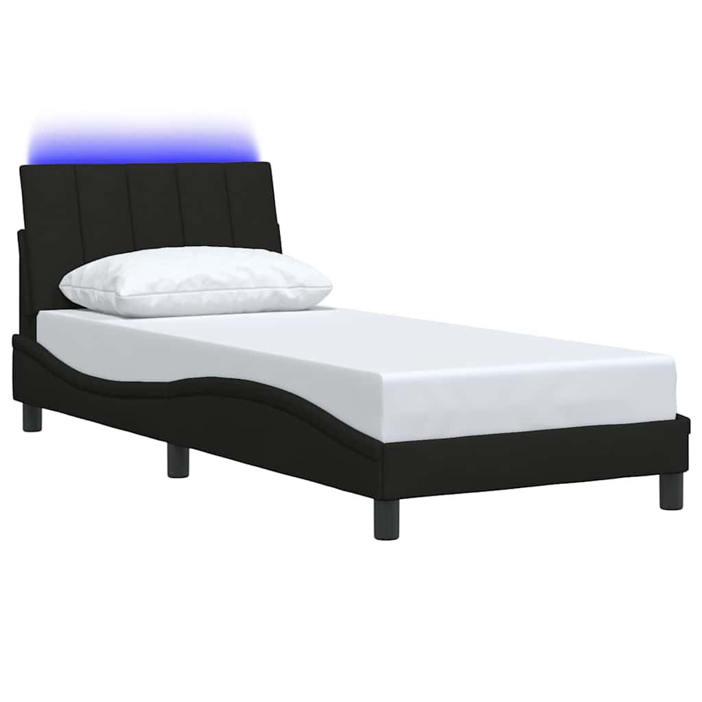 vidaXL Rama łóżka bez materaca Hanko Czarna 90x200 cm Tkanina