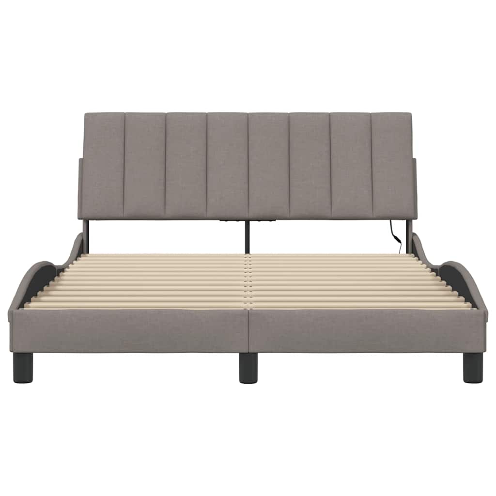 vidaXL Rama łóżka bez materaca, Hanko, taupe, 140x190 cm, obita tkaniną