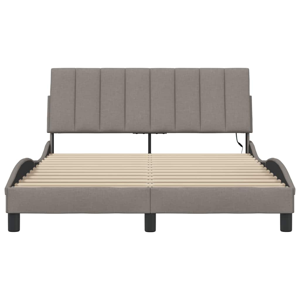 vidaXL Rama łóżka bez materaca, Hanko, taupe, 140x200 cm, obita tkaniną