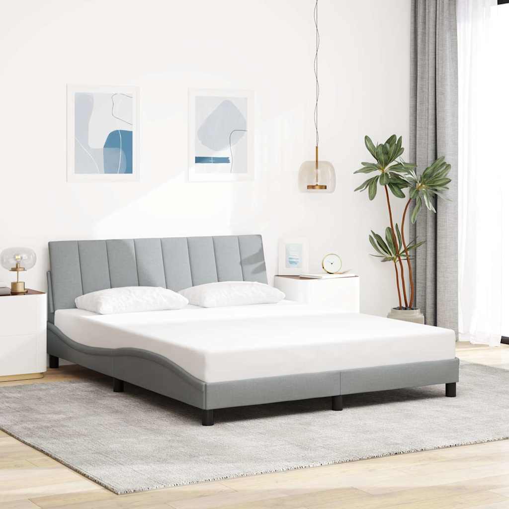 vidaXL Rama łóżka bez materaca, Hanko, jasnoszara, 160x200 cm, obita tkaniną