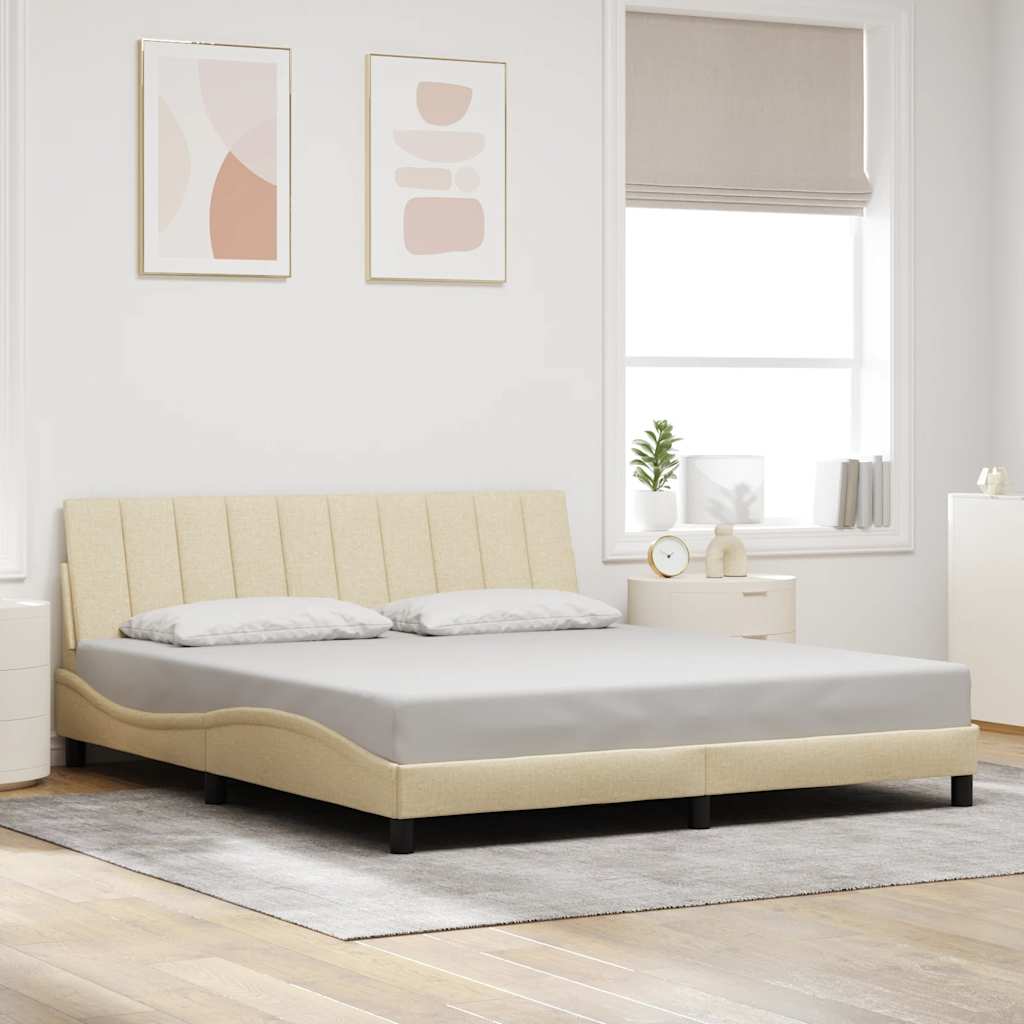 vidaXL Rama łóżka bez materaca, Hanko, kremowa, 180x200 cm, obita tkaniną