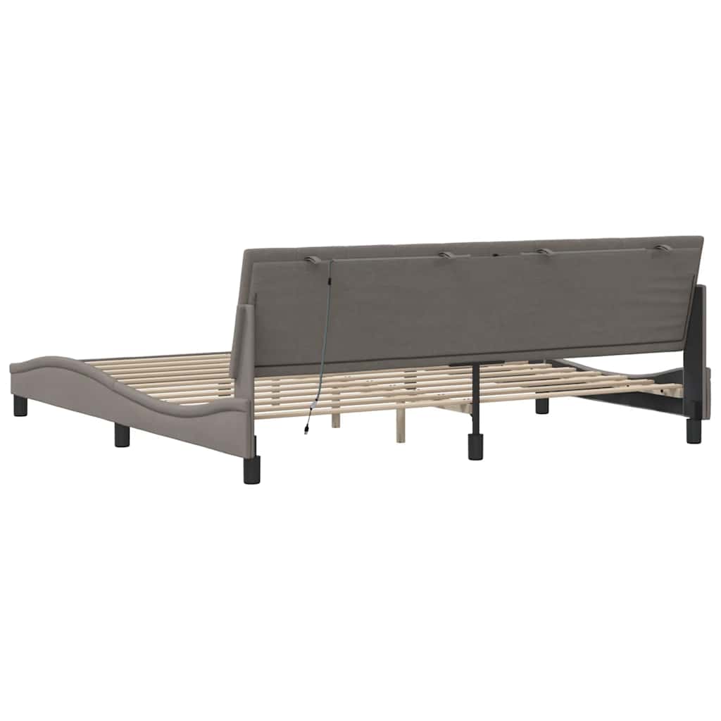 vidaXL Rama łóżka bez materaca, Hanko, taupe, 200x200 cm, obita tkaniną