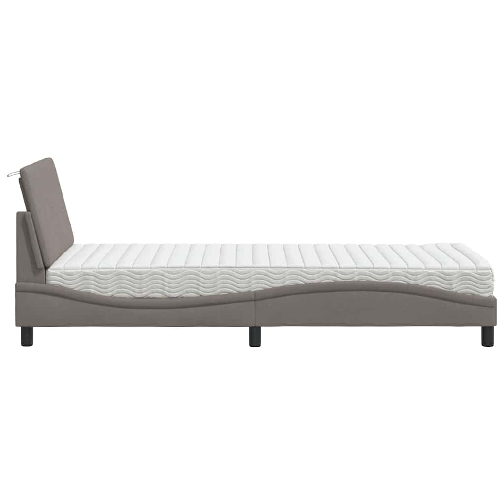 vidaXL Łóżko z materacem, Hanko, taupe, 90x190 cm, obite tkaniną