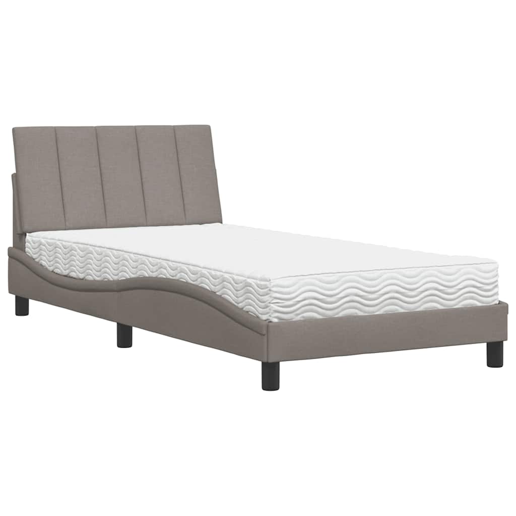 vidaXL Łóżko z materacem, Hanko, taupe, 100x200 cm, obite tkaniną