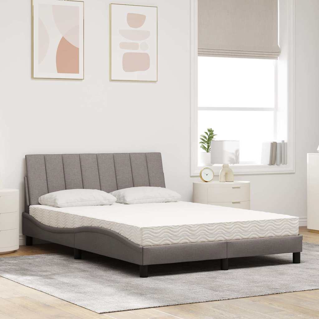 vidaXL Łóżko z materacem, Hanko, taupe, 120x200 cm, obite tkaniną