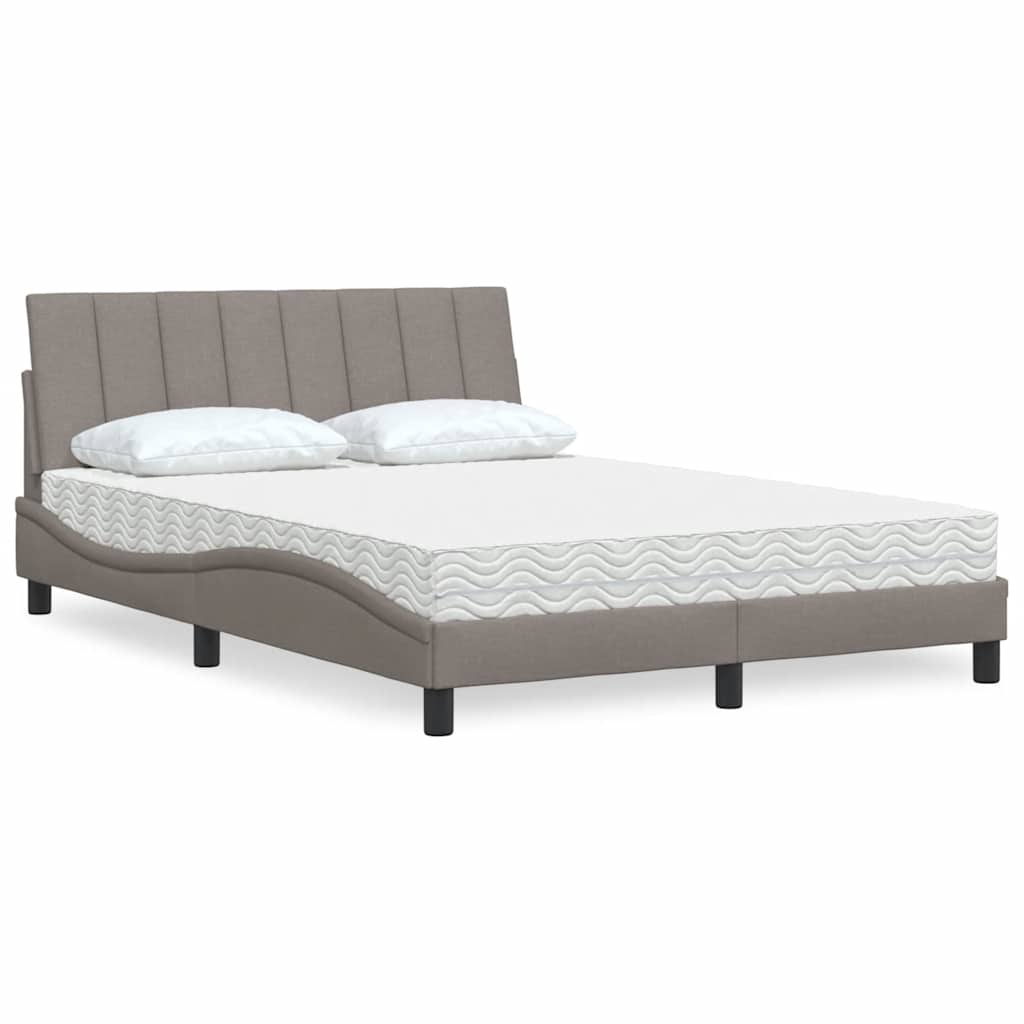 vidaXL Łóżko z materacem, Hanko, taupe, 120x200 cm, obite tkaniną